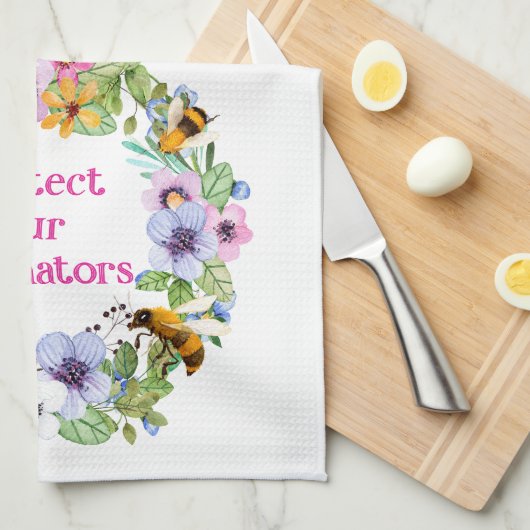 Schützen Sie unsere Bestäuber und Blume Geschirrtuch (Viertel Falte)