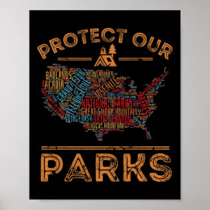 Schützen Sie unsere Nationalpark-Karte Wandern Out Poster