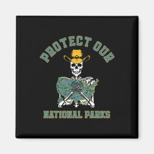 Schützen Sie Unsere Nationalparks Karte Retro Skel Magnet