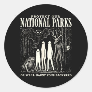 Schützen Sie unsere Nationalparks oder heimsuchen  Runder Aufkleber