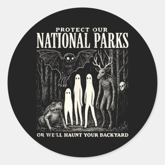 Schützen Sie unsere Nationalparks oder heimsuchen Runder Aufkleber (Vorderseite)