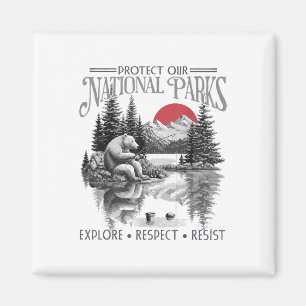 Schützen Sie unsere Nationalparks Retro Vintage Fr Magnet