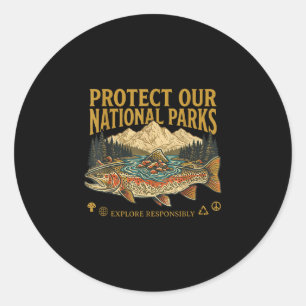 Schützen Sie unsere Nationalparks Vintage Retro-De Runder Aufkleber