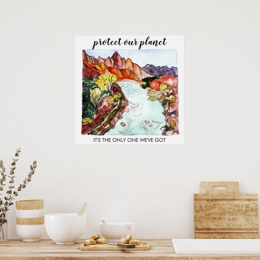 SCHÜTZEN SIE UNSERE PLANET Zion Nationalpark Aquar Poster (Küche)
