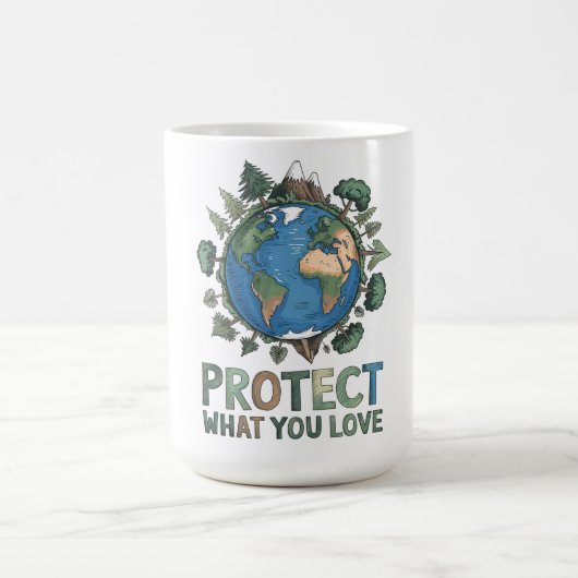 Schützen Sie, was Sie Liebe" Umwelt-Erddesign Kaffeetasse (Mittel)