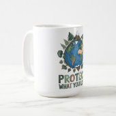 Schützen Sie, was Sie Liebe" Umwelt-Erddesign Kaffeetasse (Vorderseite Links)
