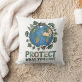 Schützen Sie, was Sie Liebe" Umwelt-Erddesign Kissen (Decke)