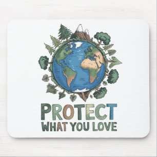 Schützen Sie, was Sie Liebe" Umwelt-Erddesign Mousepad