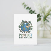Schützen Sie, was Sie Liebe" Umwelt-Erddesign Postkarte (Stehend Vorderseite)