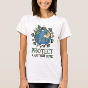 Schützen Sie, was Sie Liebe" Umwelt-Erddesign T-Shirt