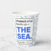 Schützen, was uns Füttre: Das Meer | Meeresverschm Pappbecher (Vorderseite)