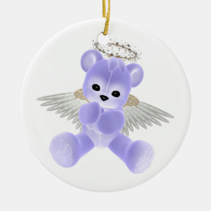 Schutzengel-Bärn-Verzierung KRW blaue Keramikornament