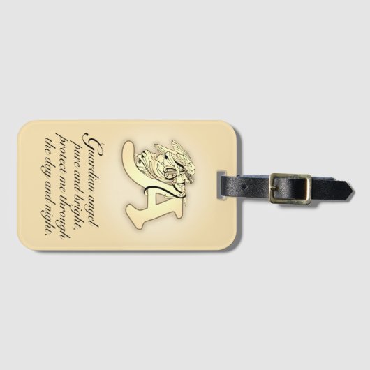Schutzengel-Buchstabe ein Gold Gepäckanhänger (Vorderseite (Horizontal))