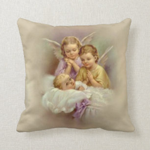 Schutzengel Cherubs Baby in der Wolke Vintage Kissen