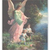 Schutzengel, der Kinder in der Nähe einer Brücke s Aufkleber (Vorderseite)