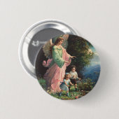 Schutzengel, der Kinder in der Nähe einer Brücke s Button (Vorne & Hinten)