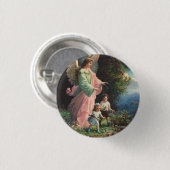 Schutzengel, der Kinder in der Nähe einer Brücke s Button (Vorne & Hinten)