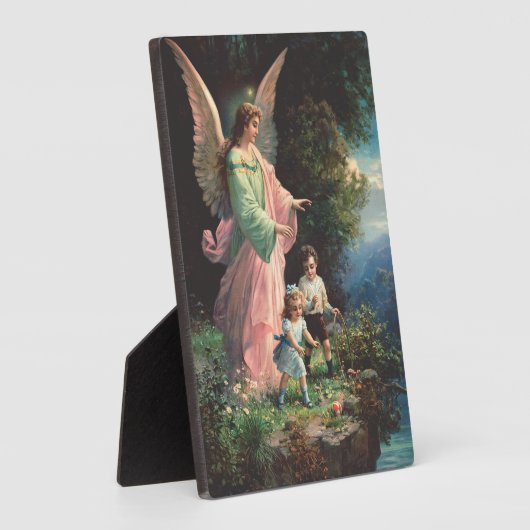 Schutzengel, der Kinder in der Nähe einer Brücke s Fotoplatte (Seite)