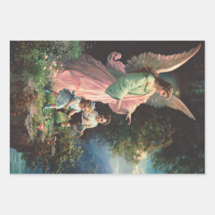 Schutzengel, der Kinder in der Nähe einer Brücke s Geschenkpapier Set