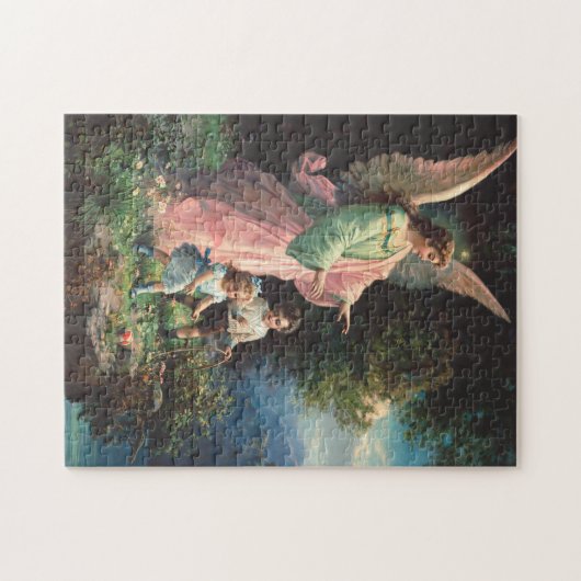 Schutzengel, der Kinder in der Nähe einer Brücke s Puzzle (Horizontal)