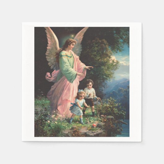 Schutzengel, der Kinder in der Nähe einer Brücke s Serviette (Vorderseite)