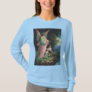 Schutzengel, der Kinder in der Nähe einer Brücke s T-Shirt