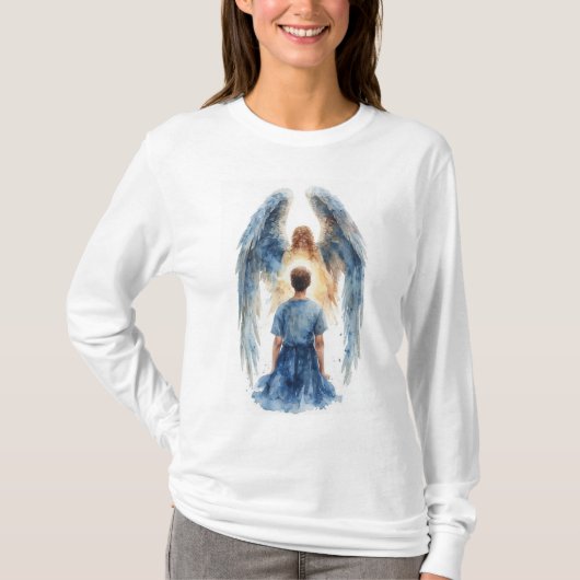 Schutzengel Frauen Langarm T-Shirt (Vorderseite)