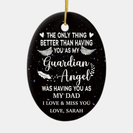 Schutzengel für den personalisierten Vater Keramik Ornament (Vorne)