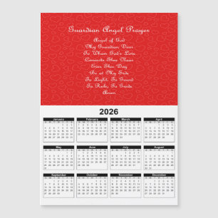 Schutzengel-Gebet Rote Herzen 2026 Kalender Magnetkarte