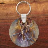 Schutzengel im Aquarelllavender Krieger Schlüsselanhänger (Vorderseite)