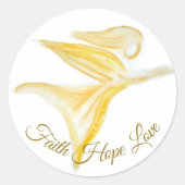 Schutzengel im Flug – Glaube Hoffnung Liebe Golden Runder Aufkleber (Vorderseite)