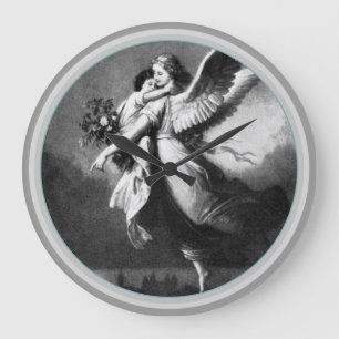 Schutzengel in der Nacht Große Wanduhr