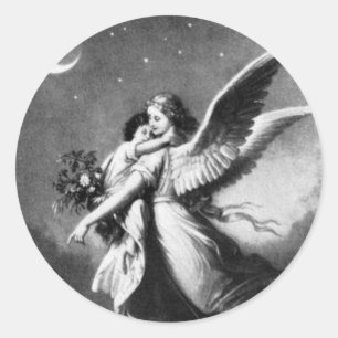Schutzengel in der Nacht Runder Aufkleber