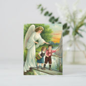 Schutzengel, Kinder und Brücke Postkarte (Stehend Vorderseite)