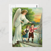 Schutzengel, Kinder und Brücke Postkarte (Vorne/Hinten)