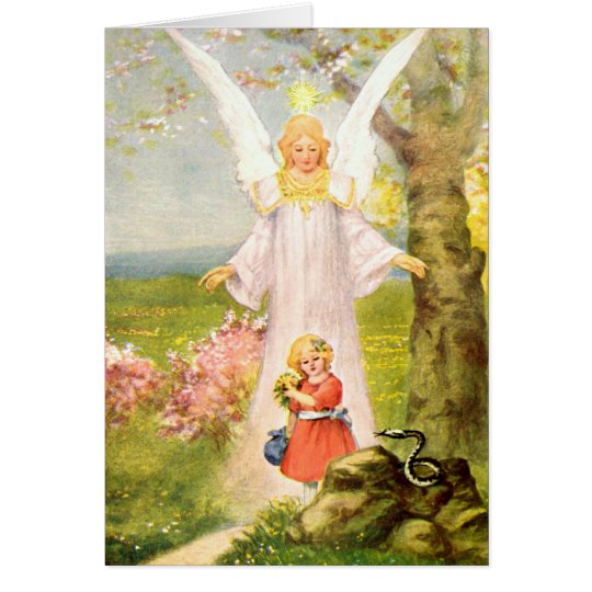 Schutzengel Mädchen und Schlange Karte