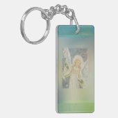 Schutzengel mit grüner Grenze Schlüsselanhänger (Vorderseite links)