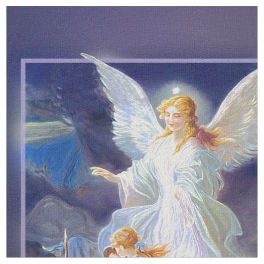 Schutzengel mit Kindern Stoff (Nahaufnahme)