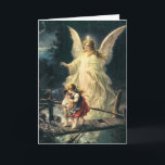 Schutzengel mit zwei Kinder auf Brücke Karte<br><div class="desc">Altes Bild. Mahler Fridolin Leiber. Es kann sein Linberg oder Lindberg?</div>