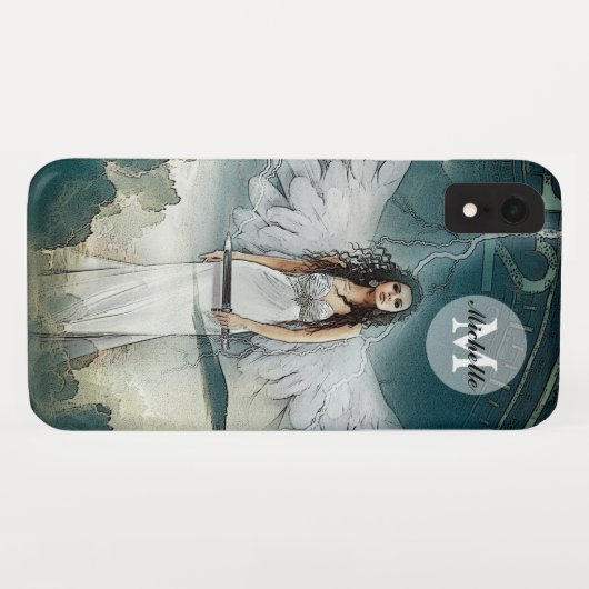 Schutzengel-stürmisches Himmel-Blau-Weiß Case-Mate iPhone Hülle (Rückseite (Horizontal))