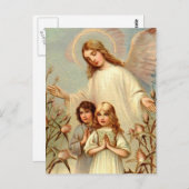 Schutzengel und Betende Kinder und Distel Postkarte (Vorne/Hinten)