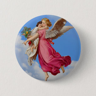 Schutzengel und Kind Knopf Button