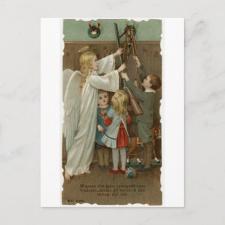 Schutzengel und Kinder mit Waffen Postkarte