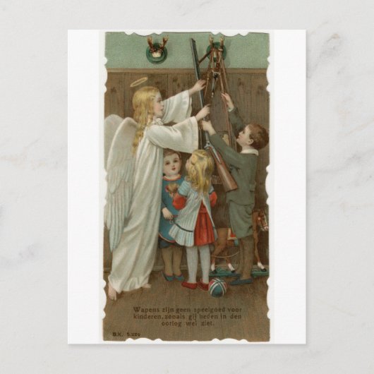Schutzengel und Kinder mit Waffen Postkarte (Vorderseite)