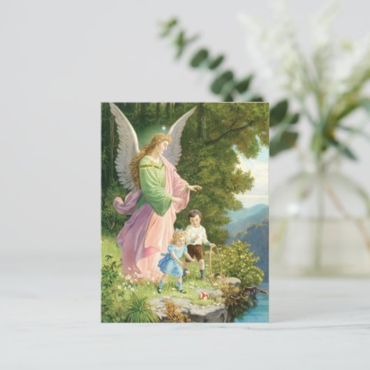 Schutzengel und Kinder Postkarte (Stehend Vorderseite)
