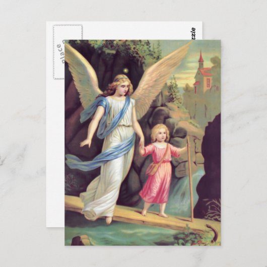 Schutzengel und Mädchen Postkarte (Vorne/Hinten)