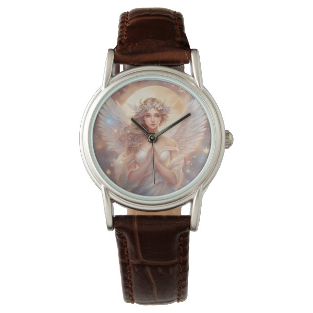 Schutzengel,  wasserfarben pastell Gemälde Armbanduhr (Vorderseite)