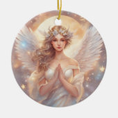 Schutzengel, wasserfarben pastell Gemälde Keramik Ornament (Vorne)