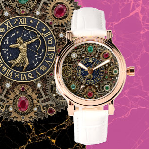 Schützenwache, Steampunk, Edelsteine Armbanduhr