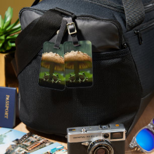 Schutzhütte am Regentag: Frösche, die unter dem Pi Gepäckanhänger